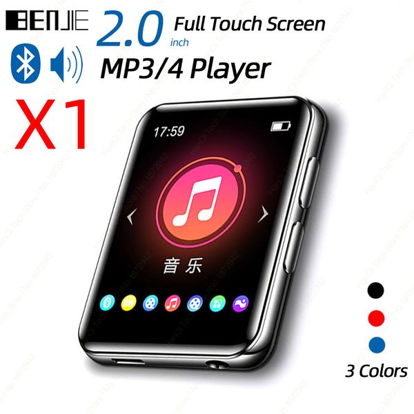 

benjie x1 touch screen bluetooth mp3 player portable audio music video player with built-in speaker fm radio recorder e-book