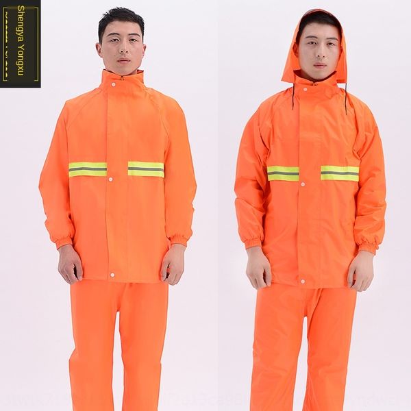 

orange reflective raincoat suit bicycle oxford cloth oxford cloth outdoor cycling reflective split raincoat, Red;brown