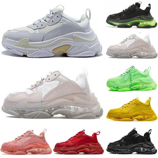

2020 paris triple s clear outdoor dad shoes designer trainers white black green yellow pink red for woman man size 36-45