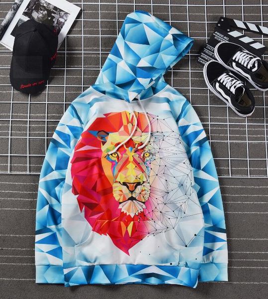 

дизайнер весна свитер с капюшоном большой размер хип-хоп мужская и женская толстовка цвет львиная голова печати свитер с капюшоном удобный f, Black