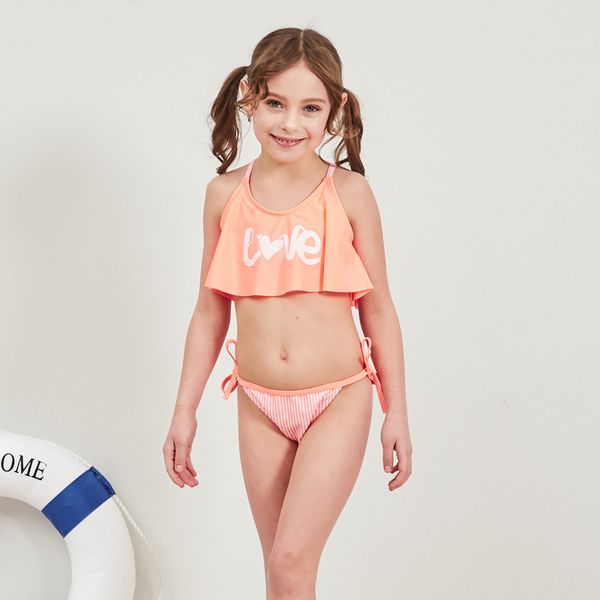 

2019 girl swimsuit 2 pieces suits for swimming falbala children swimwear girls bikinis set kids biquini infantil bathing suit