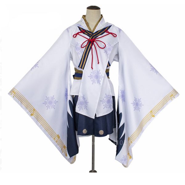 

hatsune miku anime cosplay costume halloween carnival fancy wear japanese style kimono obi kawaii stage performance clothing set, Blue