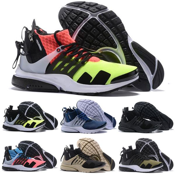 

brand acronym x presto mid designer men running shoes racer pink cool grey darts street sport sneakers camouflage graffiti