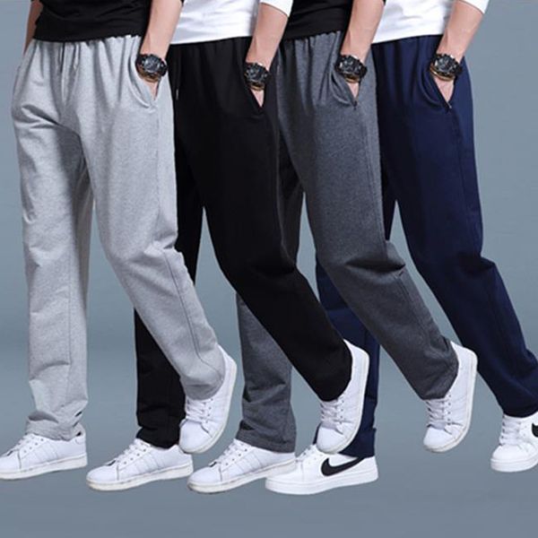 

men's pants 2021 cotton casual spring summer winter sweatpants trousers high waist loose straight, Black