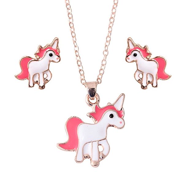 

fashion weeding necklaces set animal pendant necklace drop earrings alloy cat horse for women jewelry sets gift, Silver