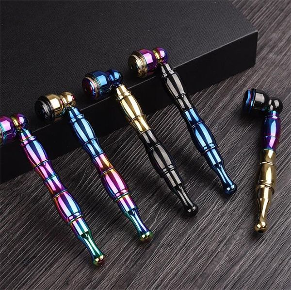 

10 Colors Metal Smoking Hand Pipe Mini Tobacco Pipes With Filter Portable Oil Burner Pipe Spoon Pipes Box Packaging Smoking Accessories