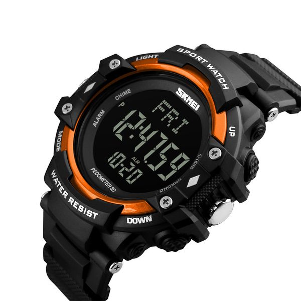 

men sport watch pedometer heart rate monitor calories counter 50m waterproof led display digital watch reloj hombre 1180, Slivery;brown