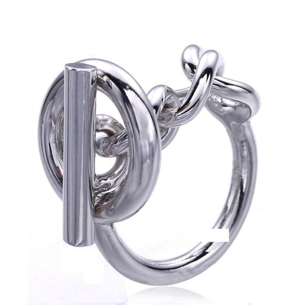 

925 sterling silver rope chain ring with hoop lock for women french popular clasp ring sterling silver jewelry making