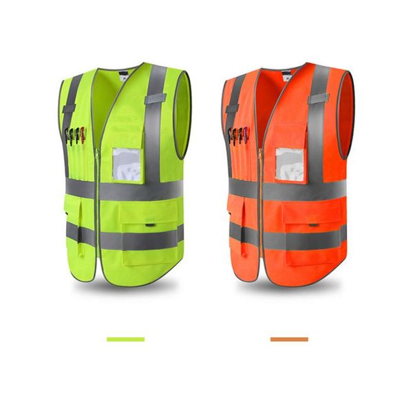 

high visibility safety reflective vest jacket workplace road working security waistcoat warp knitted fabric cloth cycling vest, Black