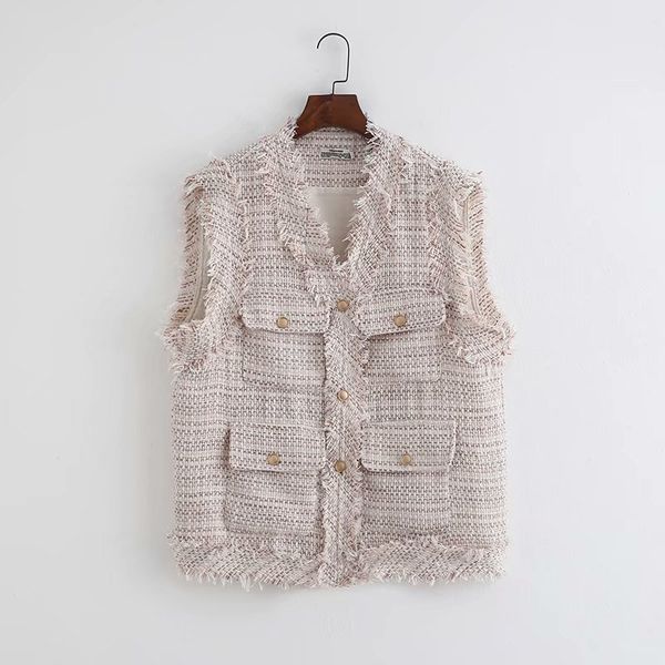 

buy q70 -752 european and american fashion little sweet wind tweed vest coat, Black;white