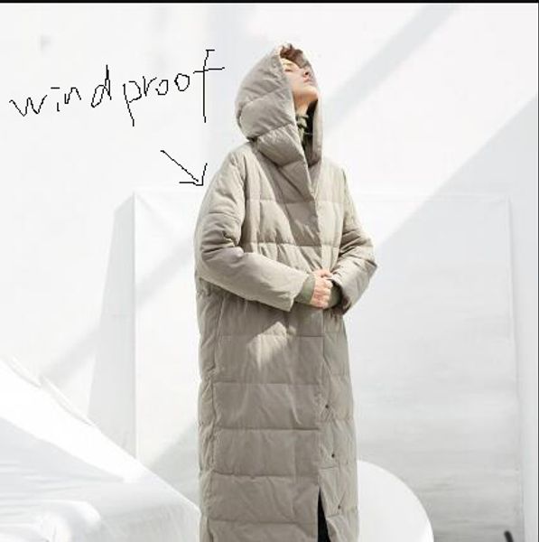 

luxury womens parkas down coat long casual windproof long jackets fashion womens winter solid color clothe 2 colors 2019 for wholesale, Black
