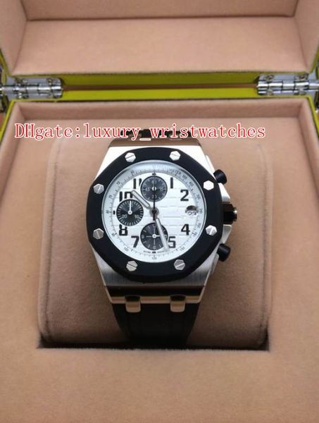 

отличные мужские наручные часы royal oak offshore 26470 26170 42мм каучуковый ремешок нержавеющая сталь кварцевый хронограф рабочие мужские, Slivery;brown
