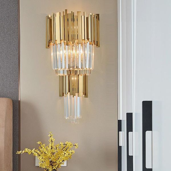 

modern crystal wall lamp bedroom led wall sconces mounted lighting fixtures lustre luminiare light wandlamp bathroom light