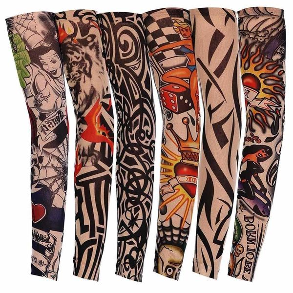 

1pc nylon tatoo arm stockings arm warmer cover elastic fake temporary tattoo sleeves for men women new arrival