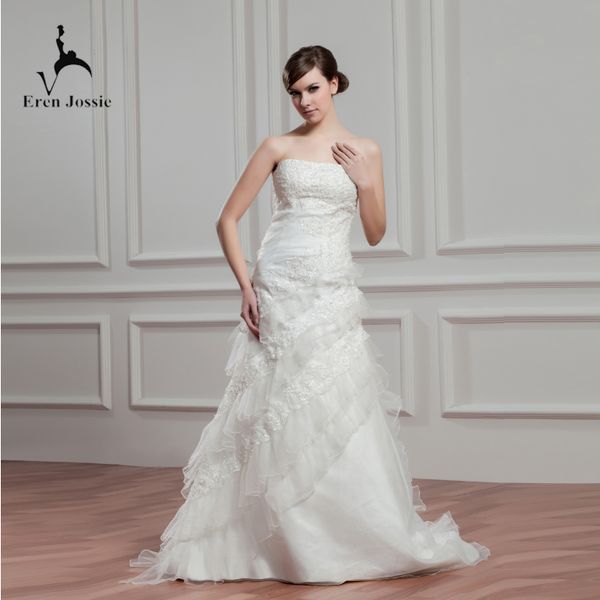Acheter Eren Jossie Nouvelle Collection Bustier En Ivoire Volants Robe De Mariée En Organza 2019 Robe De Mariée Populaire à Zip Au Dos De 25728 Du