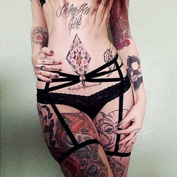 

2017 мода ноги подвязки lingerie bandagesexy упругие гот leg подвязки ноги украшение pantie lingerie, Black;white