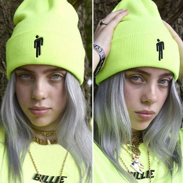 

new billie eilish warm autumn winter hats 100% cotton soft knitted beanie cap hat 5 colors men women hip hop ski beanies