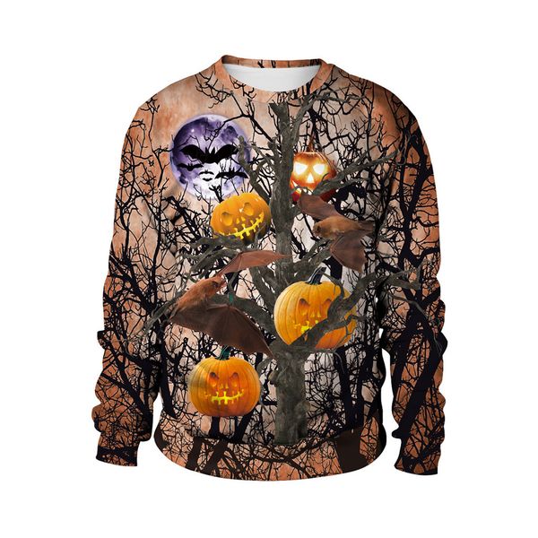 

mens casual scary halloween lover 3d print party long sleeve nohoodie blouse coffee 8.5, Black