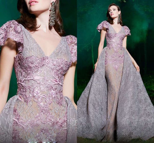 

роскошные overskirts русалка 2019 вечерние платья со съемным поезд v шеи кружева пром платья женская одежда саудовской аравии арабский вечер, Black;red