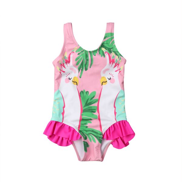 

baby girls double parrots bikini set swimwear swimsuit bathing swimming suit beach wear for newborn infant children clothes kid, White