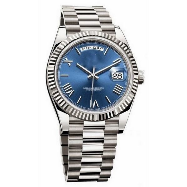 

27 colors watch mens automatic self wind 40mm 18k watches stainless steel day wristwatch date no battery 2813 perfect work, Slivery;brown