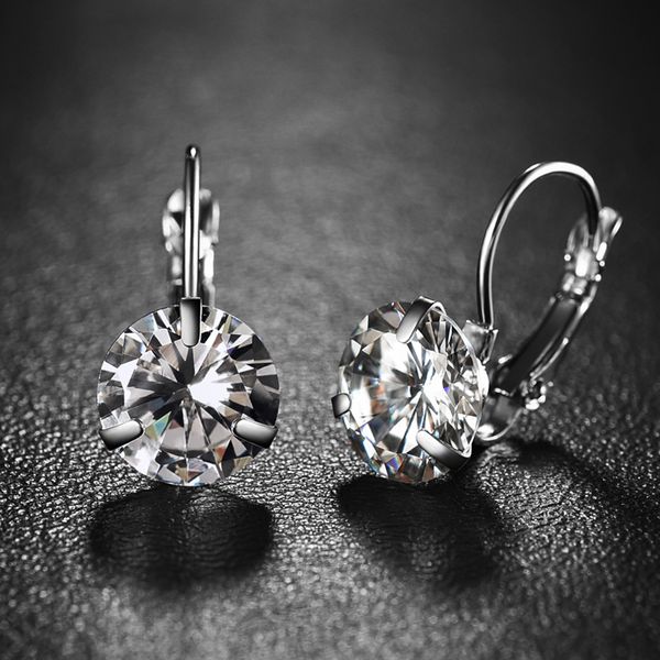 

super flash big crystal zircon with stone silver plated earing girls fashion jewelry cubic zirconia earrings for women