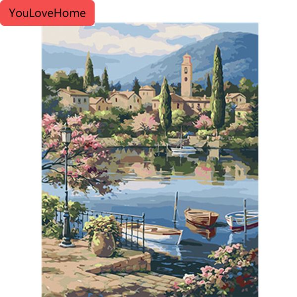 

paint by numbers for adults scenery diy unframe home decoration acrylic paint coloring by numbers river handpainted diy picture art kits