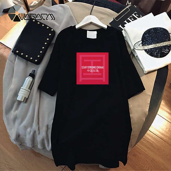 

fashion designer womens t shirt dresses 2020 new arrival women dress with stay strong china letter printed tees dress d001a322, Black;gray