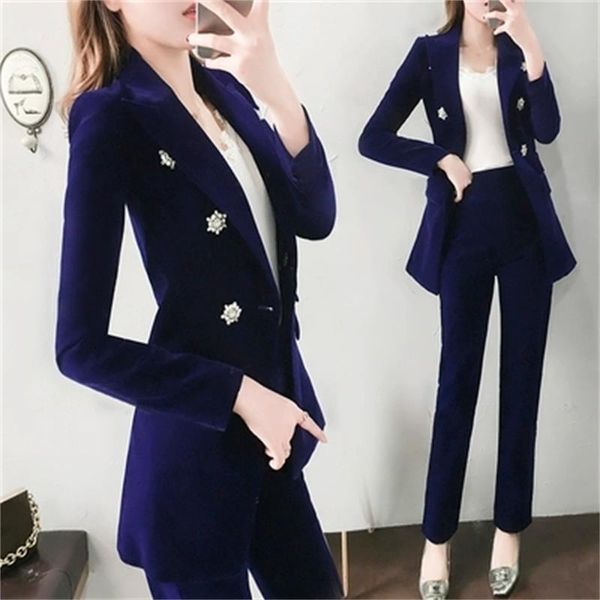 

fashion gold velvet suit suit female winter new temperament high end wind thick small british wind two-piece women, White;black