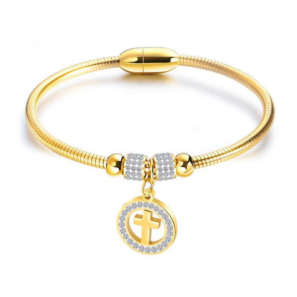 

cross bracelets for womens stainless steel titanium sliver gold magnetic suction wire rope knitting catenary womens jewelry for girls gifts, Golden;silver