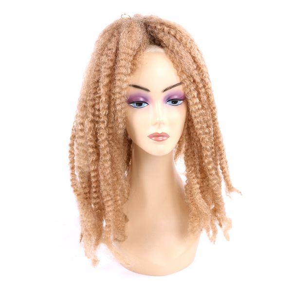 

lans 20 inch afro kinky curly bulk hair synthetic hair extensions 110g/pc crochet braiding twist hair, Black