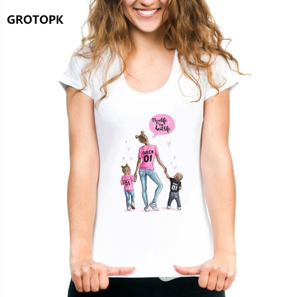 

mom's love t shirts summer family series woman white t-shirt female tshirt korean fashion clothing streetwear vogue