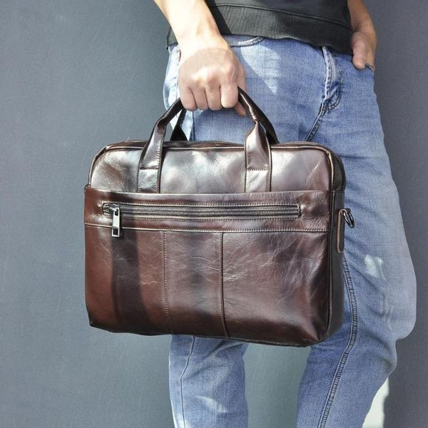 

oil waxy leather coffee design business briefcase 15" lapdocument case fashion attache messenger bag tote portfolio 9022-b