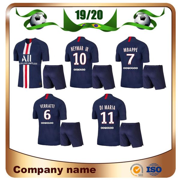 

19/20 neymar jr kids kit soccer jerseys 2019 paris home mbappe verratti children soccer shirt cavani draxler football uniforms, Black