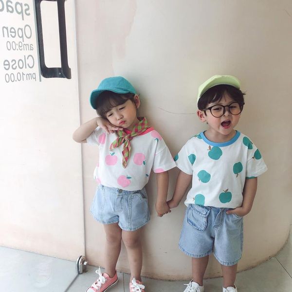 

2020 new stylish baby girls boys printed t-shirt summer fashion kids tees 1-6 years, Blue
