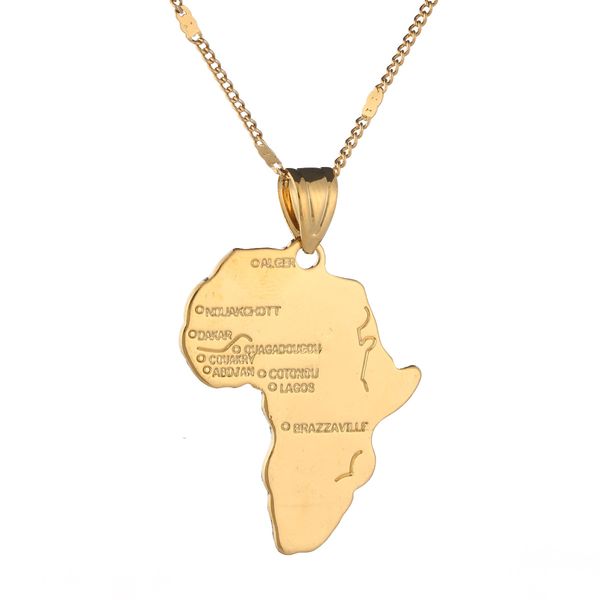

african map pendant necklace women girl 24k gold color pendant jewelry african map hiphop jewelry, Silver