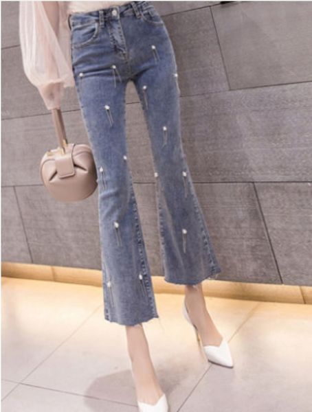 

blue women's tailored waist and hip princess jeans bk1134