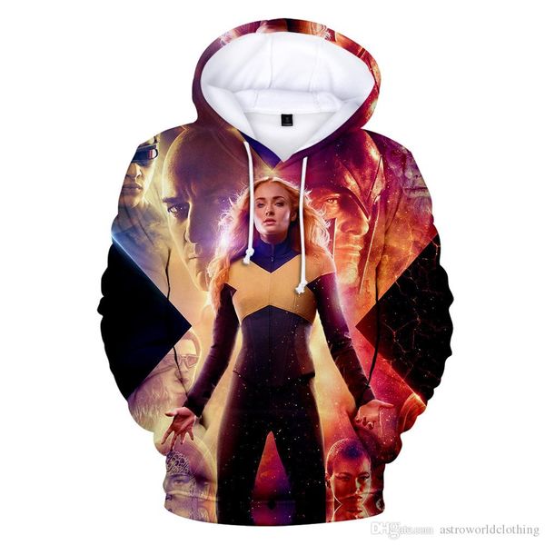 

x men hoodies spring men women 3d printed designer pullovers hooded halloween cosplay hoodie, Black