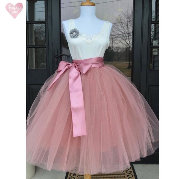

fashion 65cm 6layers tulle skirt pleated tutu skirts womens lolita saias petticoat bridesmaids vintage midi skirt satin jupe faldas, Black