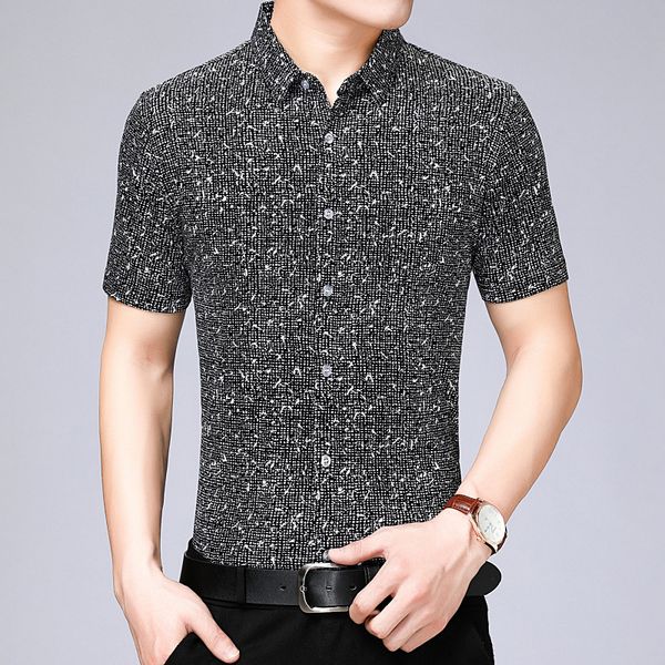 

mens shirts 2019 summer new men's casual short-sleeved shirt youth fashion lapel half-sleeved bottoming shirt, White;black