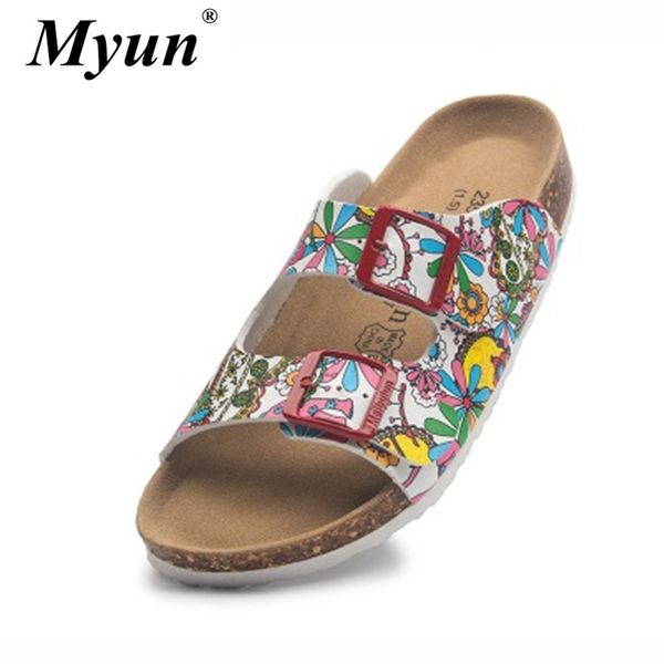 

fashion summer lovers cork slippers new men women casual beach double buckle printed slip on slides flat shoes plus size 35-45, Black