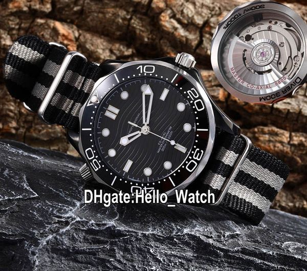 TWF New Dive 300m 210.92.44.20.01.002 Orologio da uomo automatico Miyota 8800 Lunetta in ceramica Quadrante nero con texture PVD Acciaio nero Nylon Hello_Watch