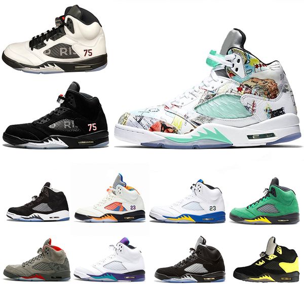 

2019 new 5 5s wings international flight mens basketball shoes red blue suede white black grape men sports sneakers designer trainers us7-13, White;red