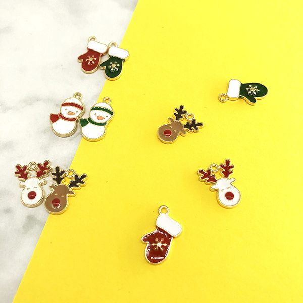 

2019 new 20pcs/lot christmas elk snowman gloves enamel dangle charms pendant fit bracelet necklace diy women jewelry accessories, Bronze;silver