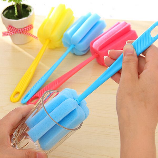 

1 pc sponge brush milk bottle cup glass washing cleaning kitchen cleaner tools cup cleaning brush plastic handle suppliessui0086