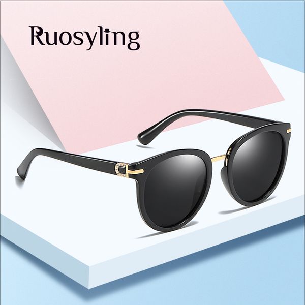 

ruosyling round sunglasses women female polarized uv 400 tac lens dark sun glasses gradient fashion ladies girls sunglasses new, White;black