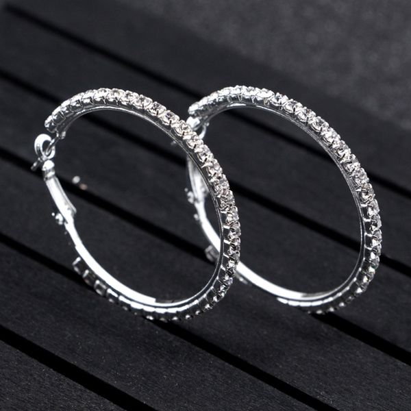 

1 пара горячая распродажа серебро круглый кристалл хип-хоп кольцо серьги день святого валентина подарок ну вечеринку большой круг невесты бо, Golden;silver