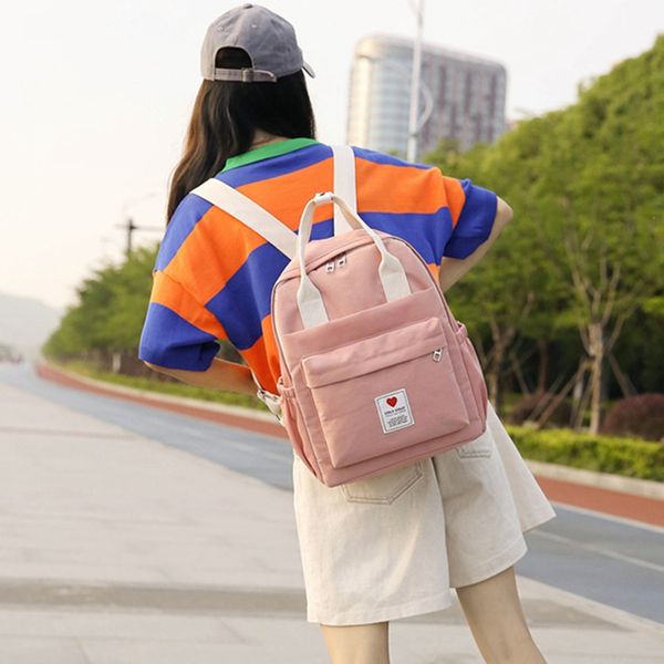 

female soft bag harajuku backpack small fresh solid color fashion college style student backpack outdoor bag pink