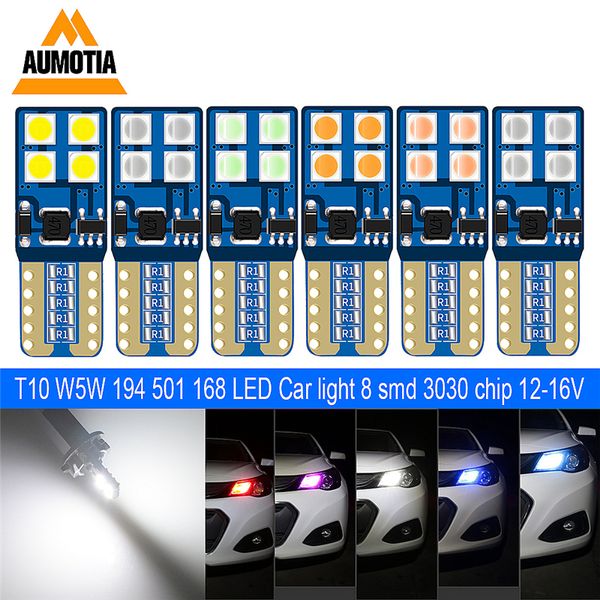 

100pcs t10 led w5w 8 led 194 168 3030 smd car turn side license plate light marker lamp