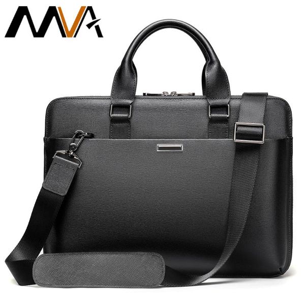 

mva mens bags genuine leather men briefcase bag business leather lapbag shoulder fashion office handbag 13.3" lap7355